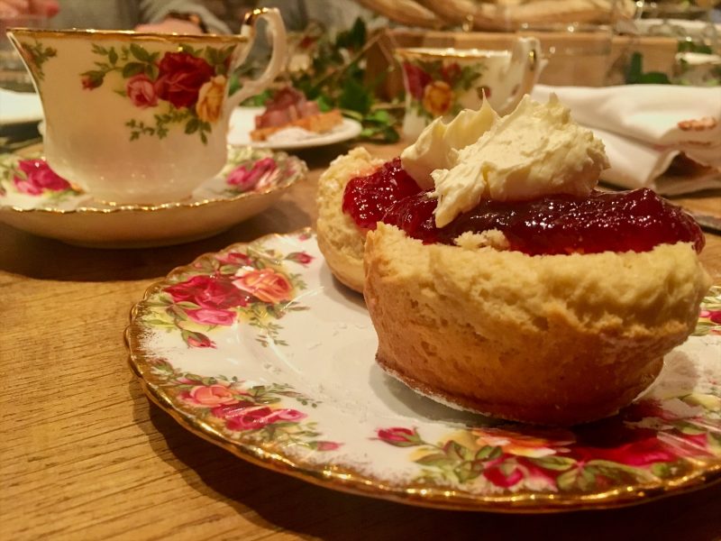 Fresh cream and jam scones for Afternoon tea at The Angel Hotel, Abergavenny