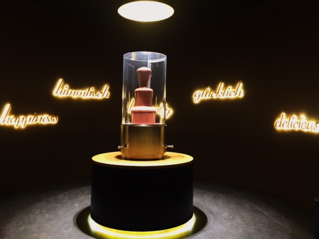 A 95-litre capacity chocolate fountain at Chocoversum chocolate museum, Hamburg
