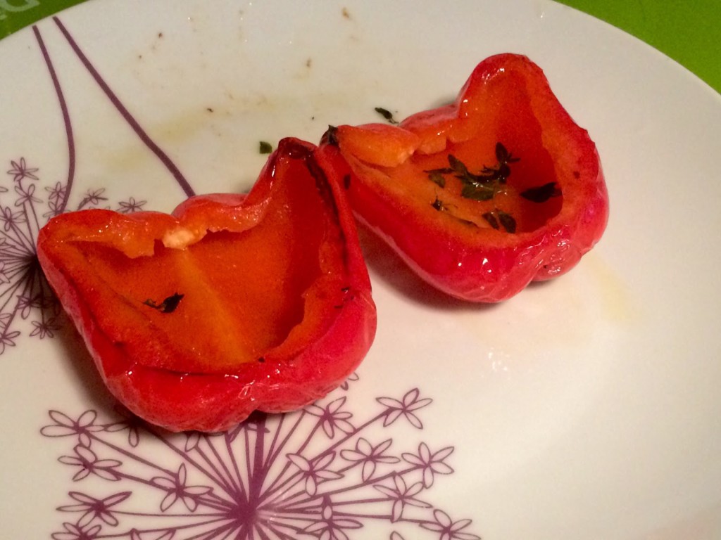 When the red pepper looks slightly charred, it's ready