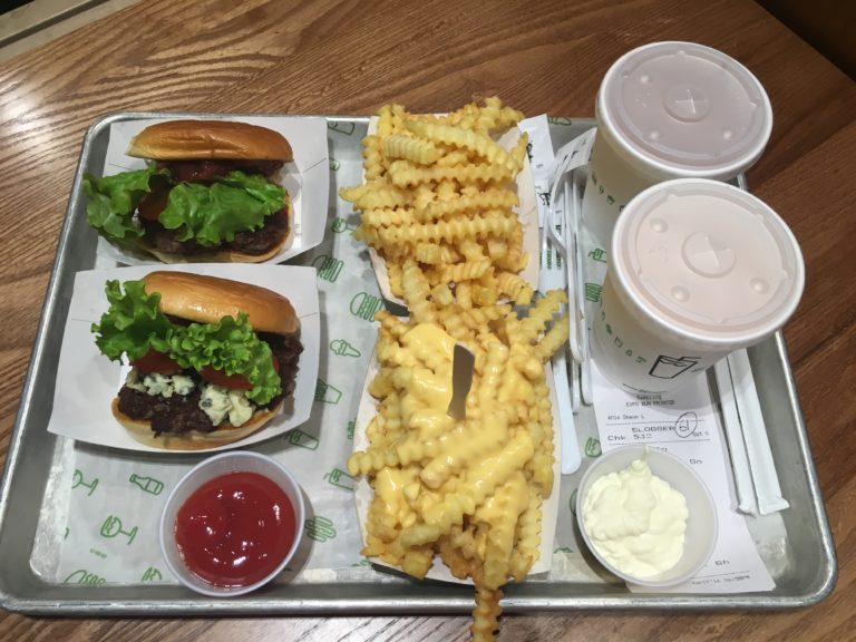 Burger and fries at ShakeShack Cardiff