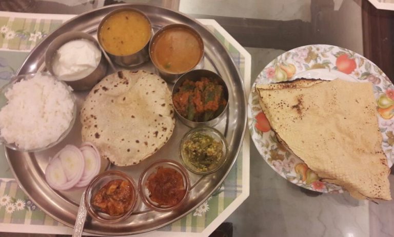 Home-cooked Indian veg thali