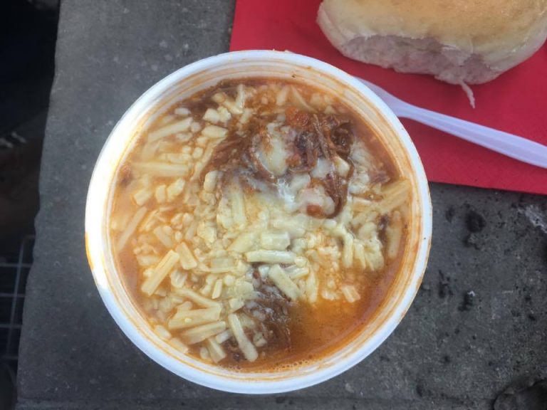 Lamb cawl with cheese
