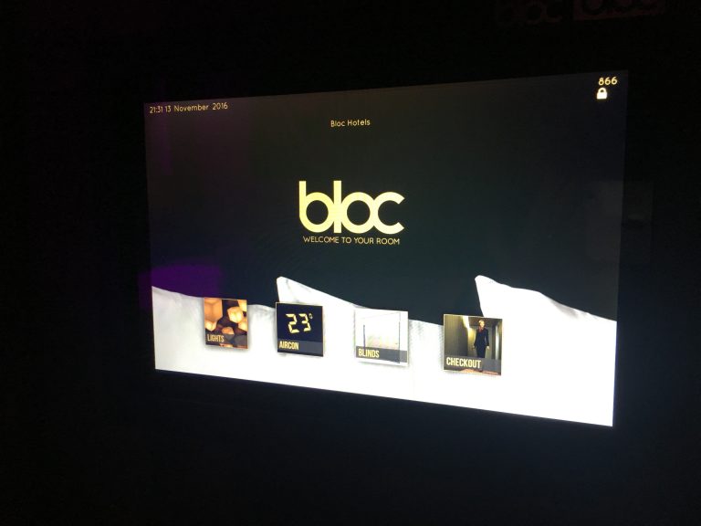 Samsung Galaxy tablet at BLOC Hotel, London Gatwick Airport