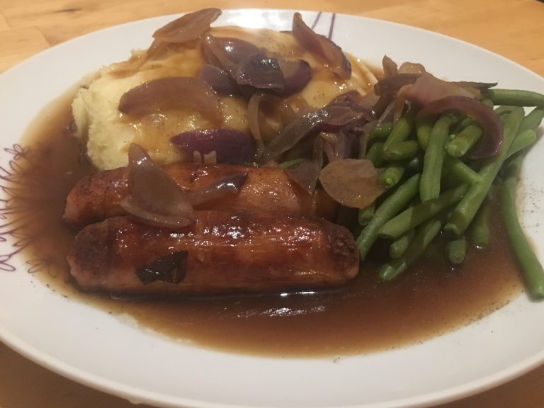 Sausage, mash and gravy