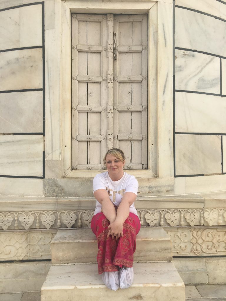 White paper boots at Taj Mahal