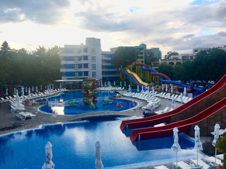Swimming pool and slides at Hotel Kuban Resort and Aquapark