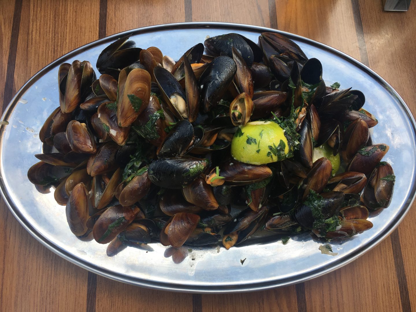 Black sea mussels at Djanny Restaurant in Sunny Beach, Bulgaria