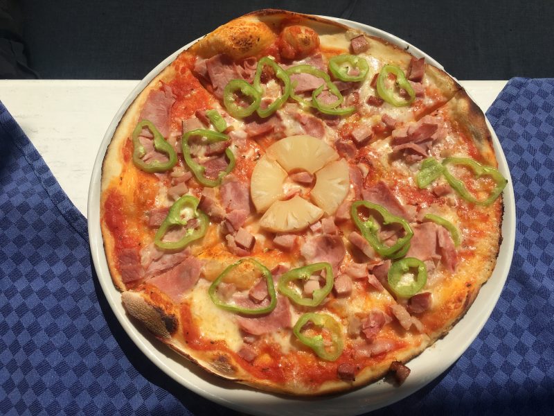 Hawaiian pizza at The Old Mill, Nessebar