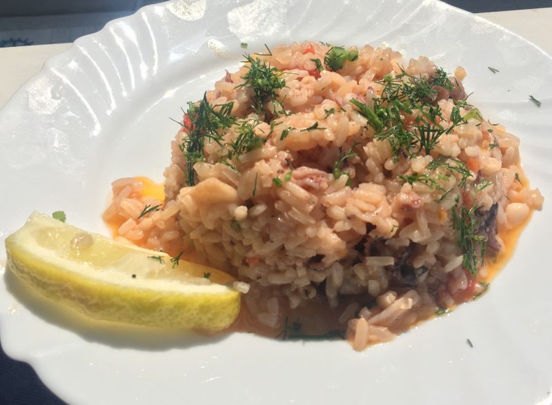 Seafood risotto at The Old Mill, Nessebar, Bulgaria