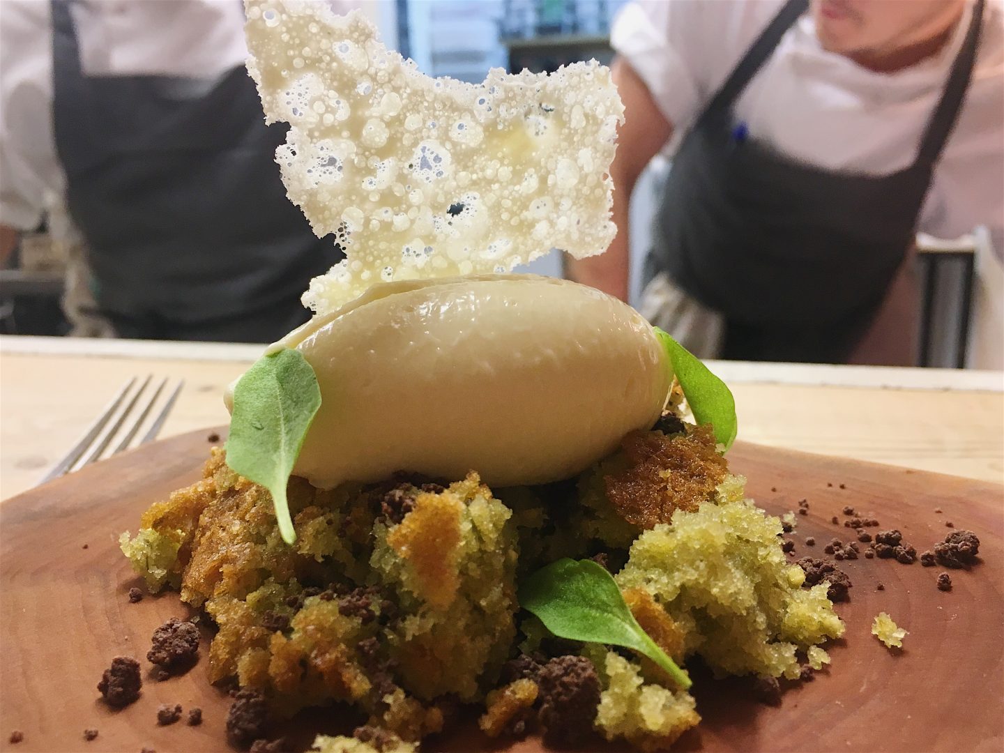 Douglas fir and millet cake at Native in Neal's Yard, Covent Garden