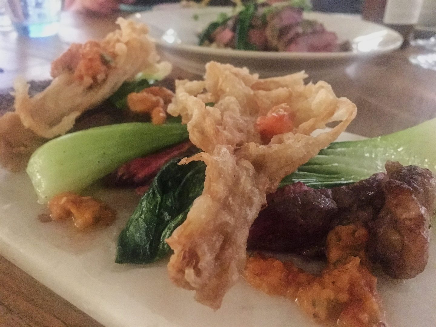 Steak with tempura mushroom at Admiral St David
