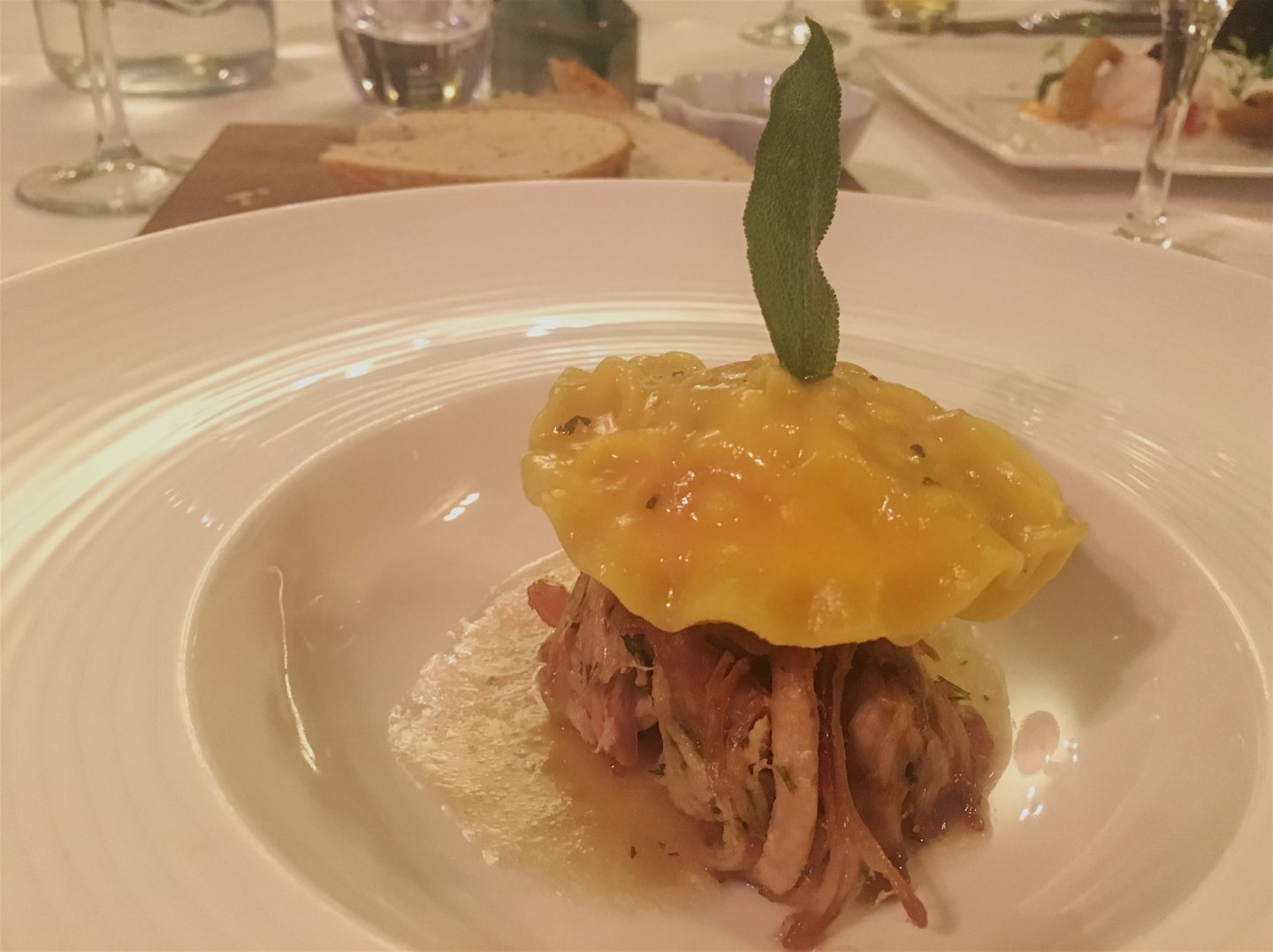 Rhubarb and sage ravioli