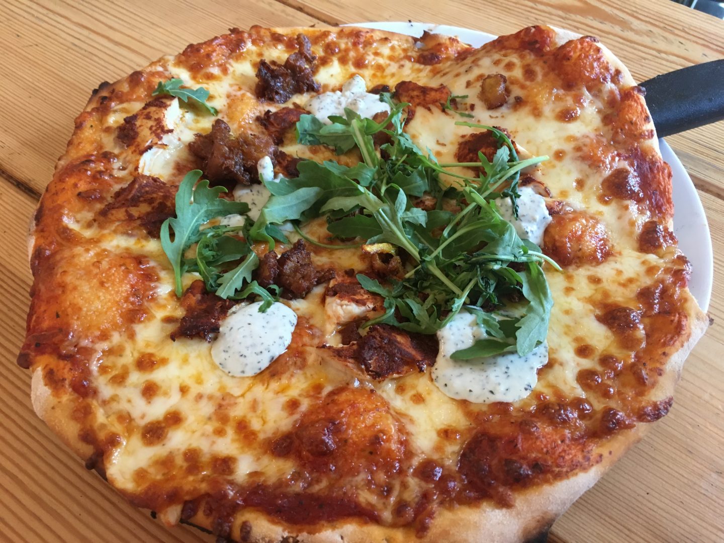 Tandoori chicken pizza at Tiny Rebel Cardiff