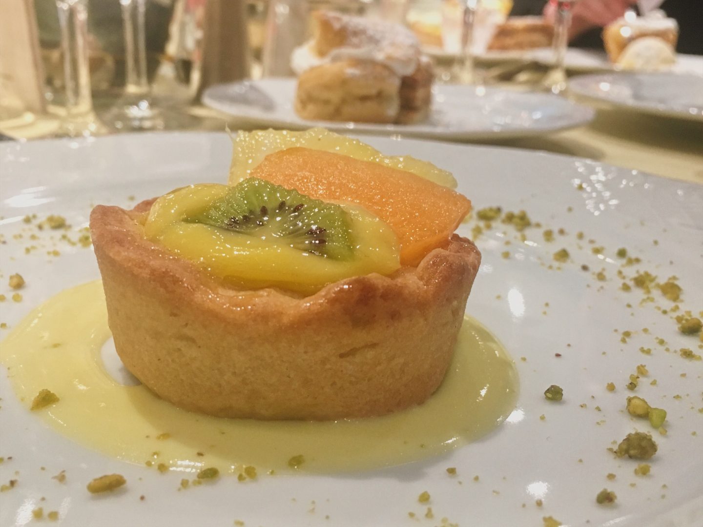 Fresh fruit custard tart in MSC Cruises Golden Lobster restaurant