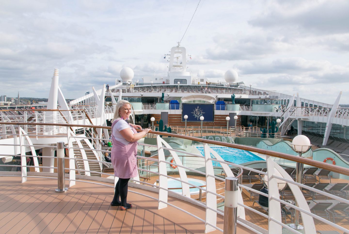 Standing on the top deck of MSC Preziosa cruise ship
