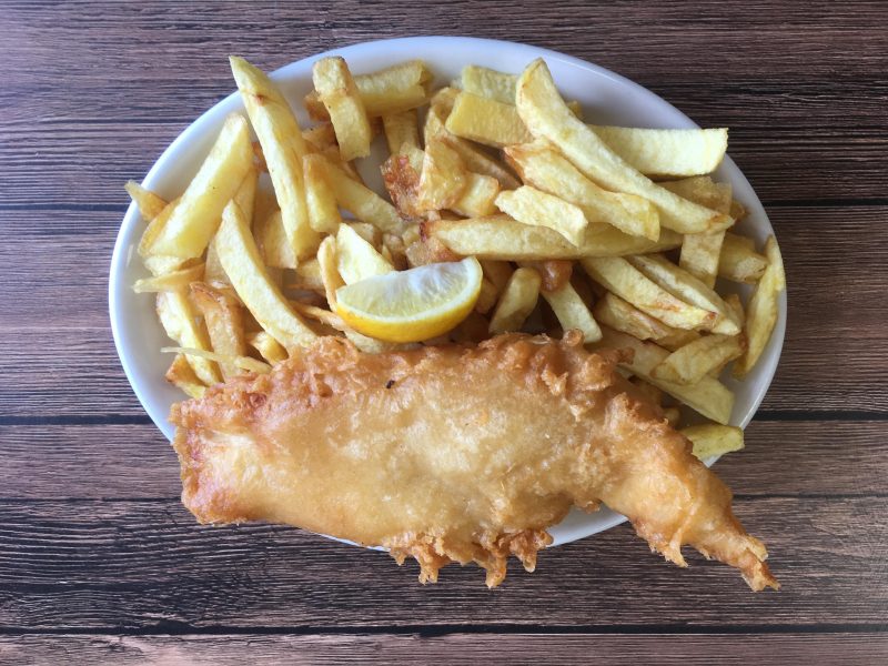 Battered cod and chunky homemade chips