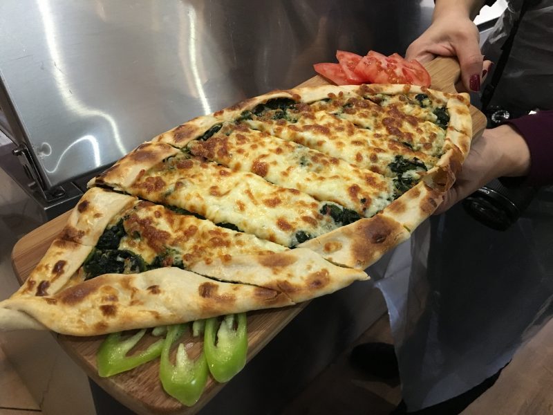 Spinach and cheese pide