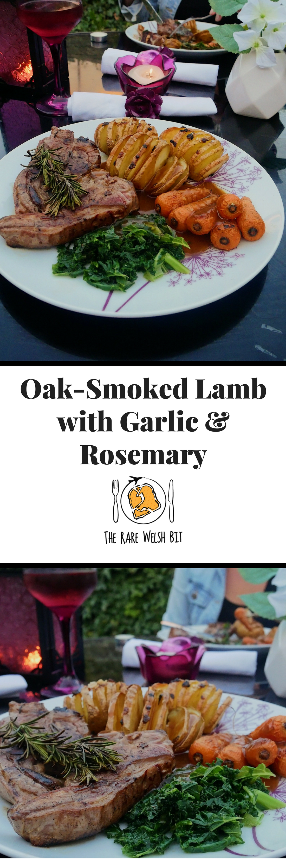 As far as lamb recipes go, this recipe for oak-smoked lamb chops with garlic and rosemary is guaranteed to please! Delicious served with Hasselback potatoes and seasonal veg. This quick and easy lamb recipe is ready in just 20 minutes (excluding marinating time). #lamb #lambrecipes #lamblover #welshlamb #oaksmokedwater #halenmon #garlic #rosemary