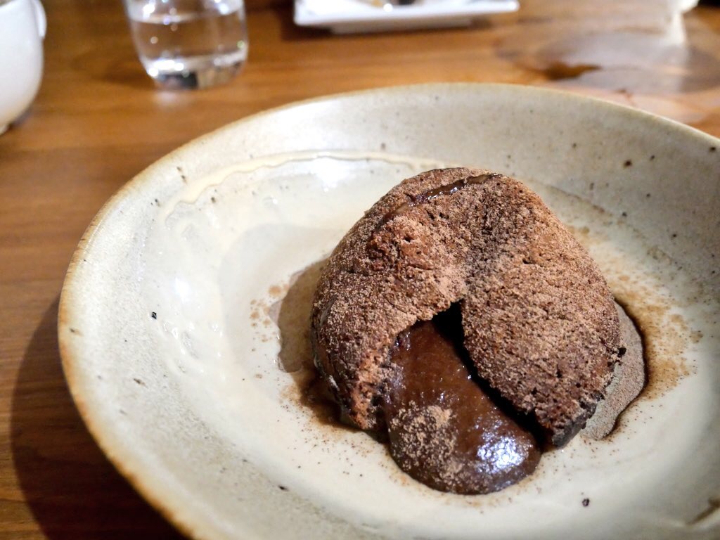 Chocolate lava pudding at Ty Morgan'sin Rhayader, Mid Wales