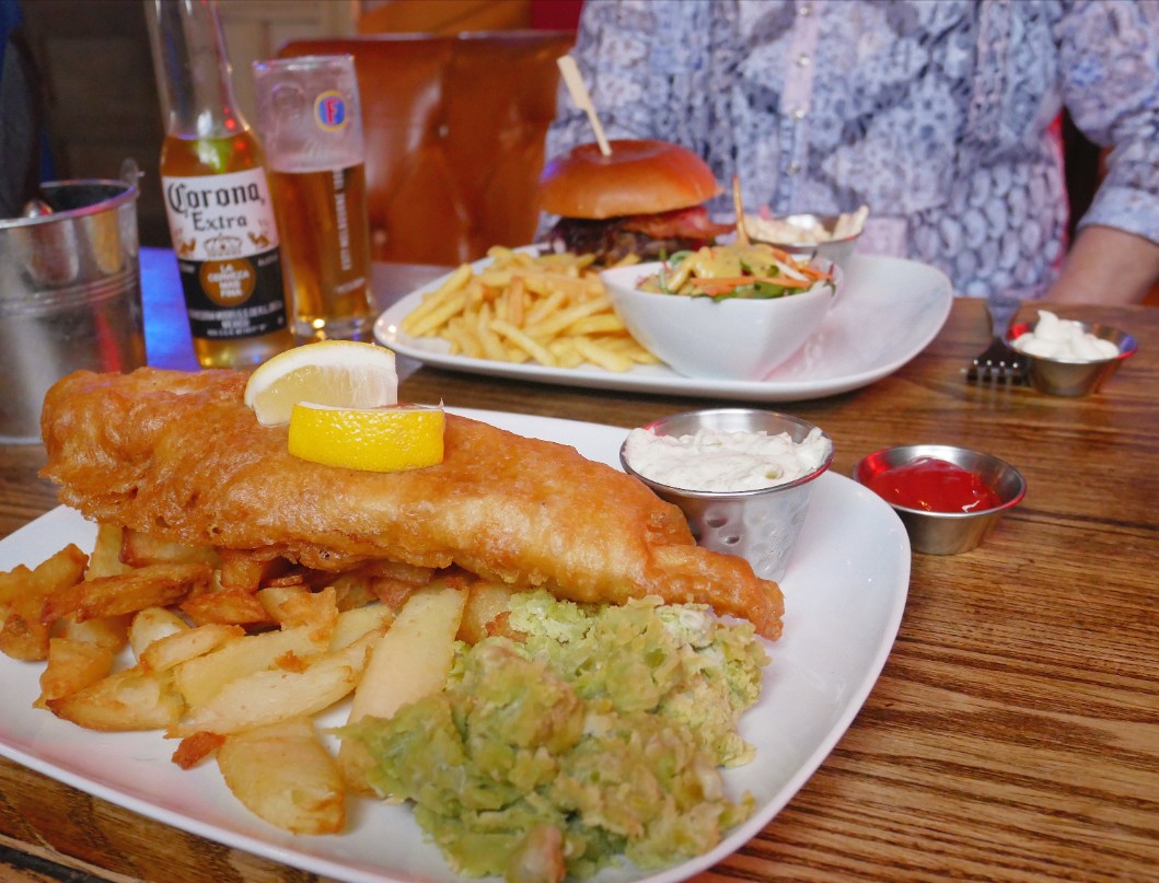 Fish and chips at The Point pub in Talacre,North East Wales