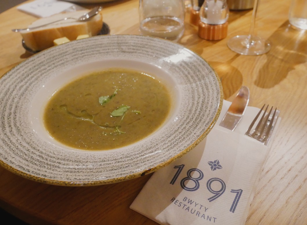 Green veg and lentil soup at 1891 Restaurant Rhyl