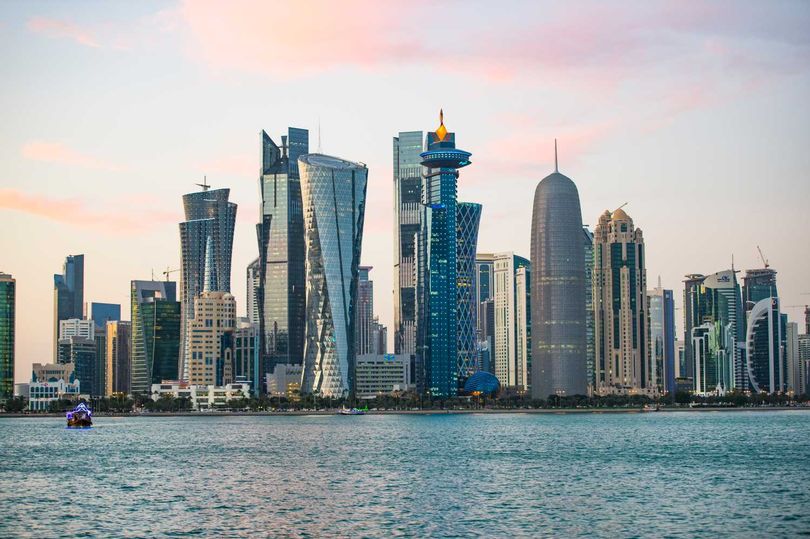 The Qatar skyline along the Corniche and West Bay business district