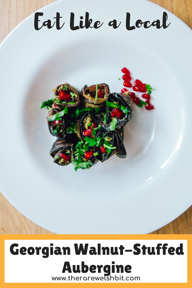 Georgian walnut-stuffed aubergine wraps
