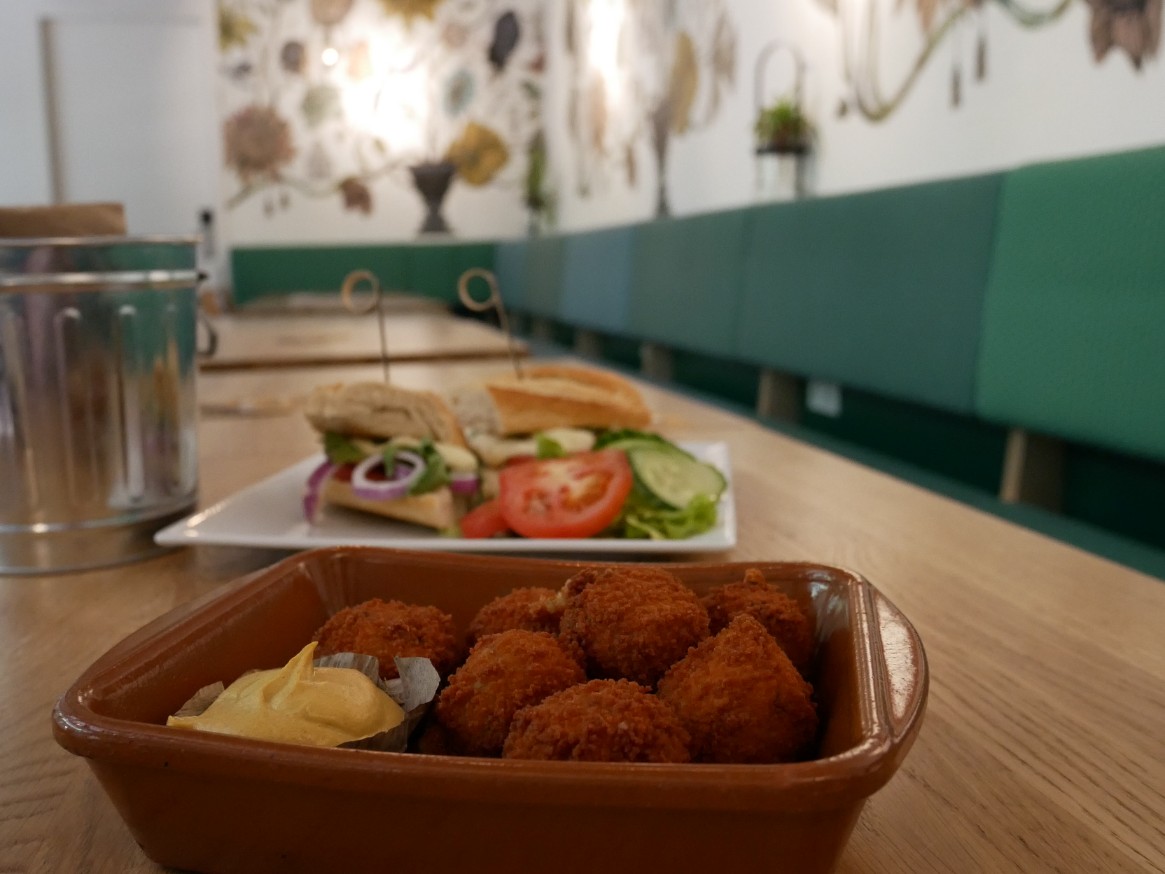 A serving of Dutch bitterballen at Stayokay Amsterdam Vondelpark.