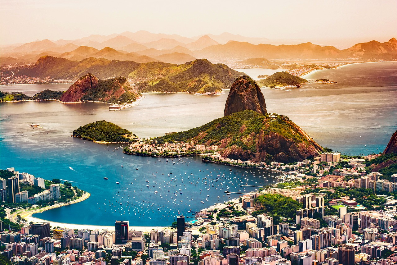 A photo of the Brazilian landscape and coastline. Rio de Janeiro is a popular winter sun destination.