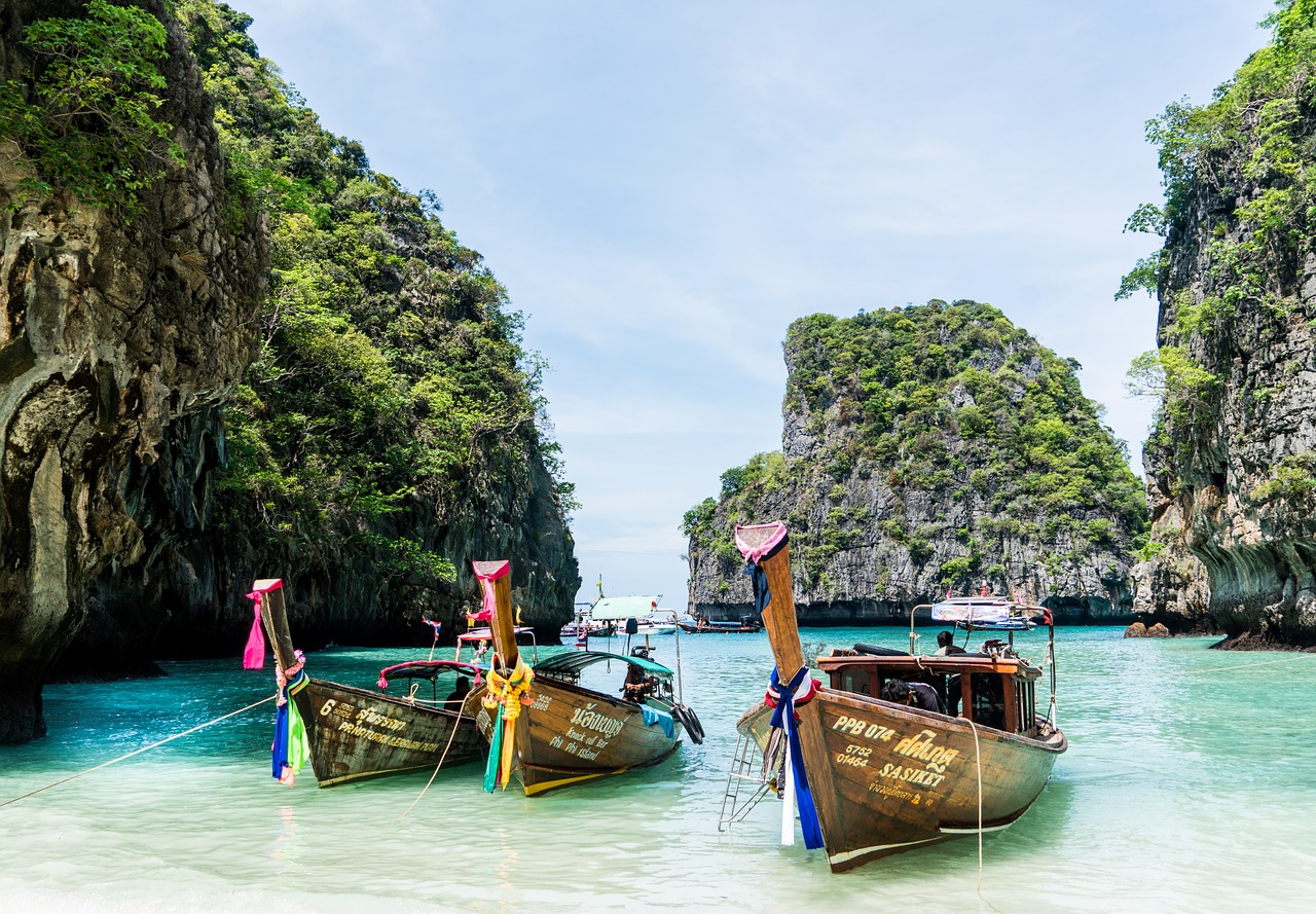 Boats on the water in Phuket, Thailand