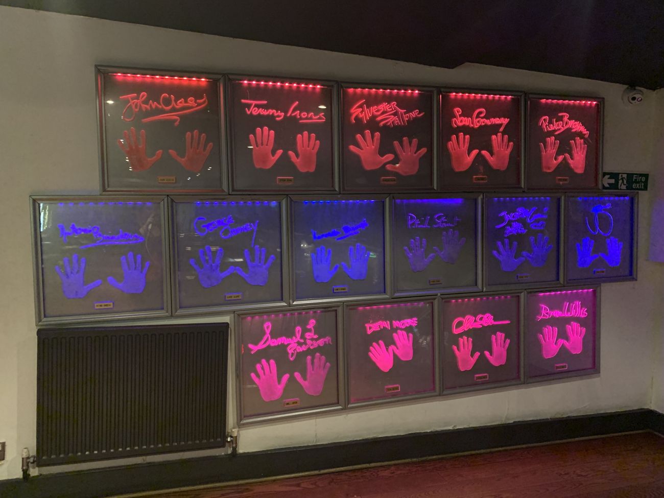 Wall of Celebrity Hand Prints at Planet Hollywood London
