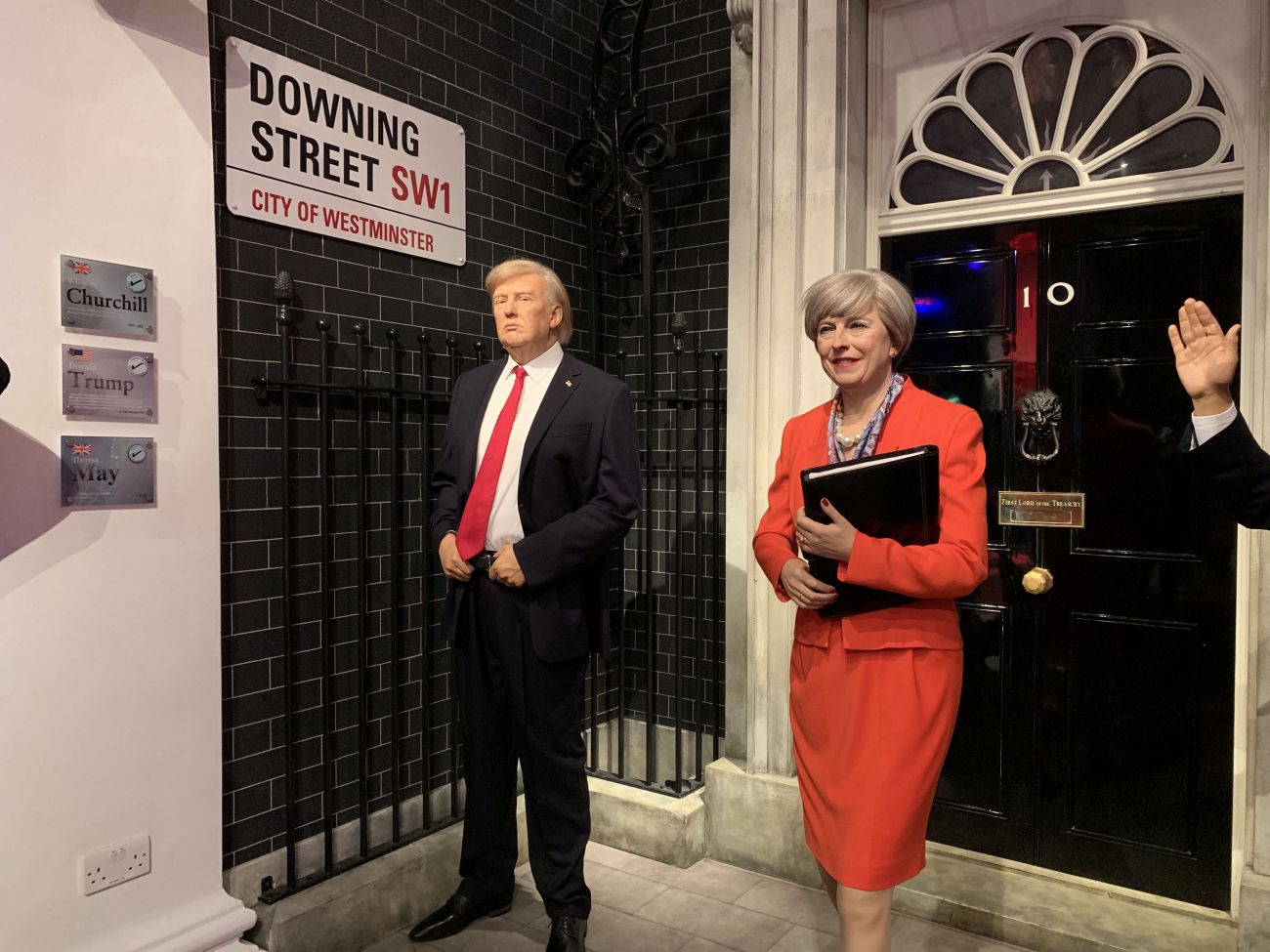 Theresa May and Donald Trump wax figures at Madame Tussauds London