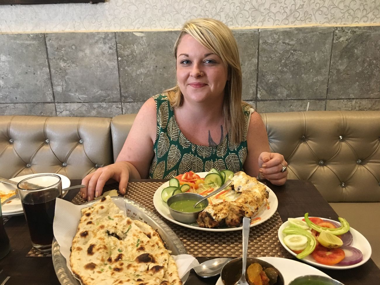 Eating Indian food in Jaipur at a restaurant