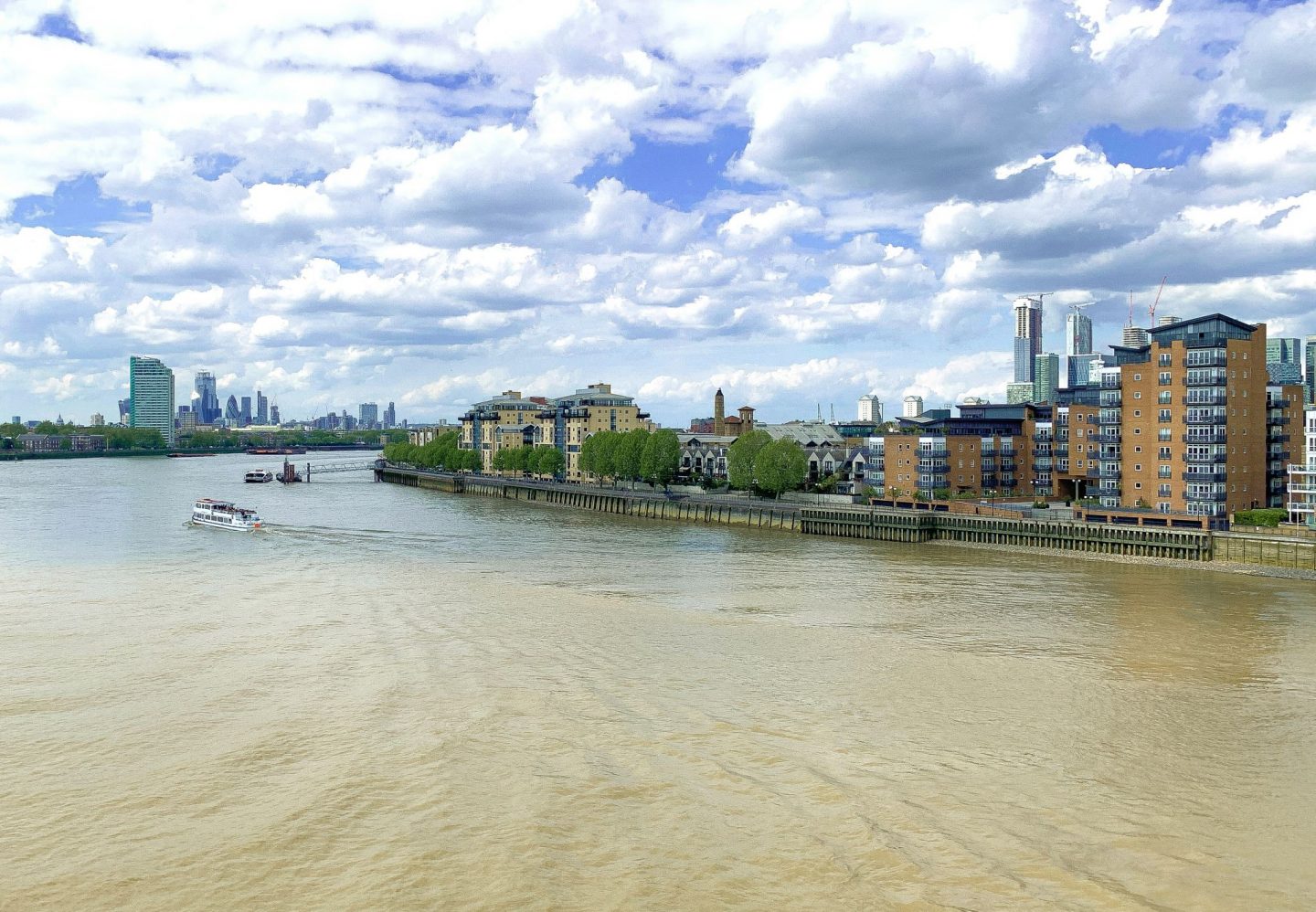 London City skyline, as seen from the Viking Sun cruise ship in Greenwich