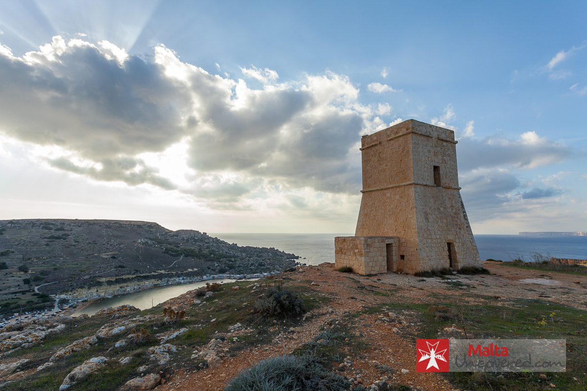 A view of the Ghajn Tuffieha Watch Tower - one of the best things to do in Malta.
