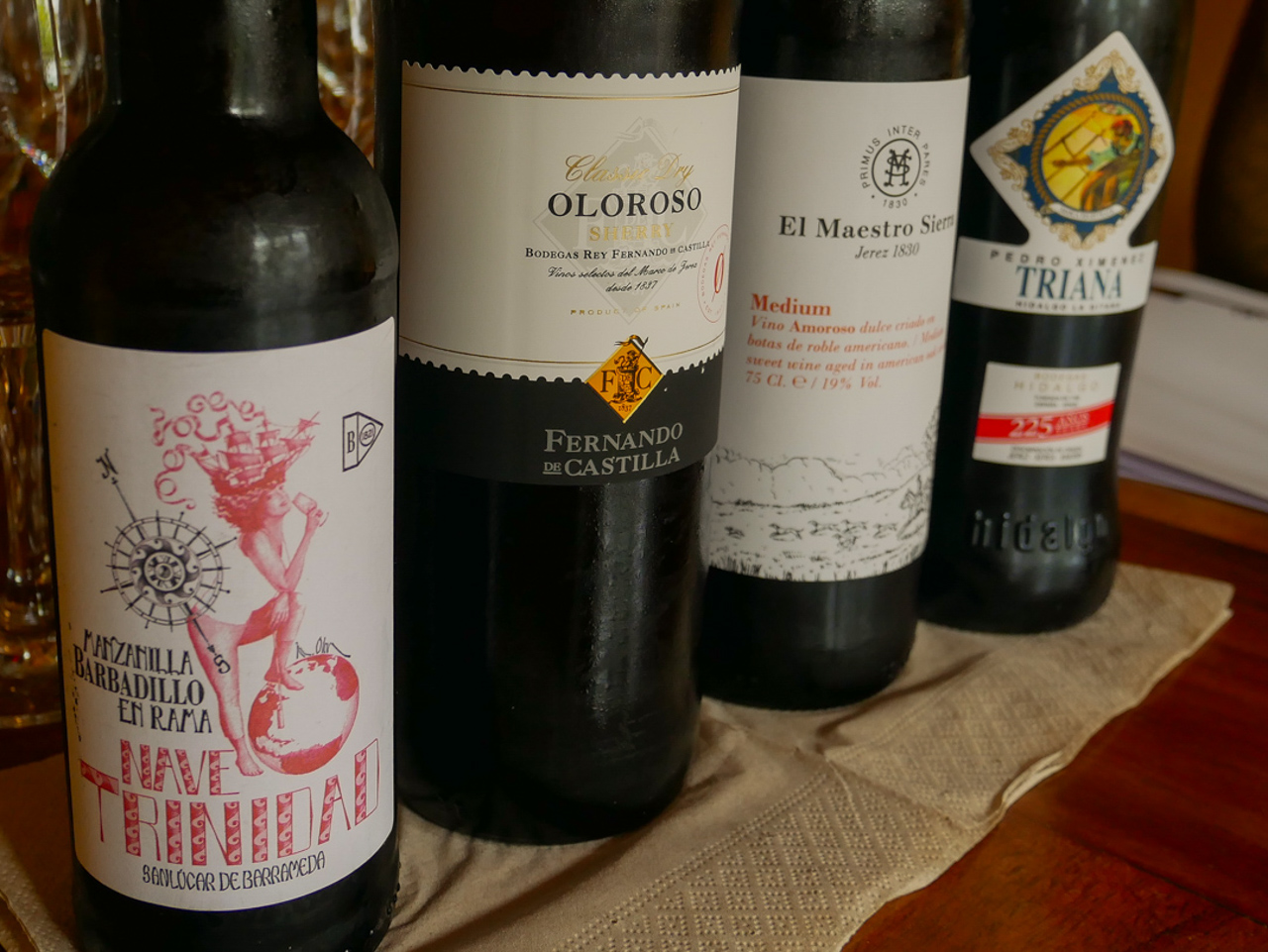 Sherry lined up in a row
