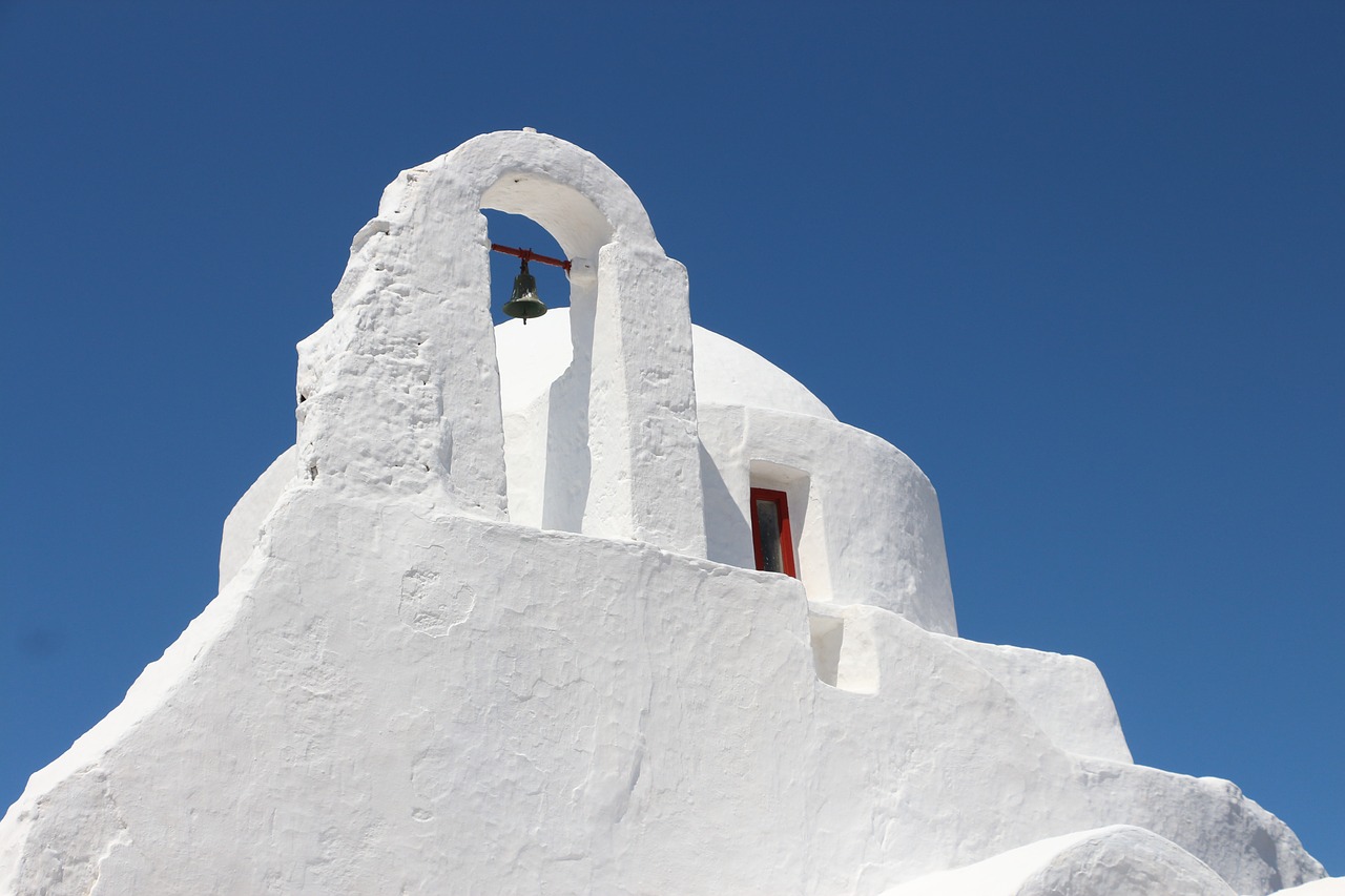 White church in Mykonos, Greece