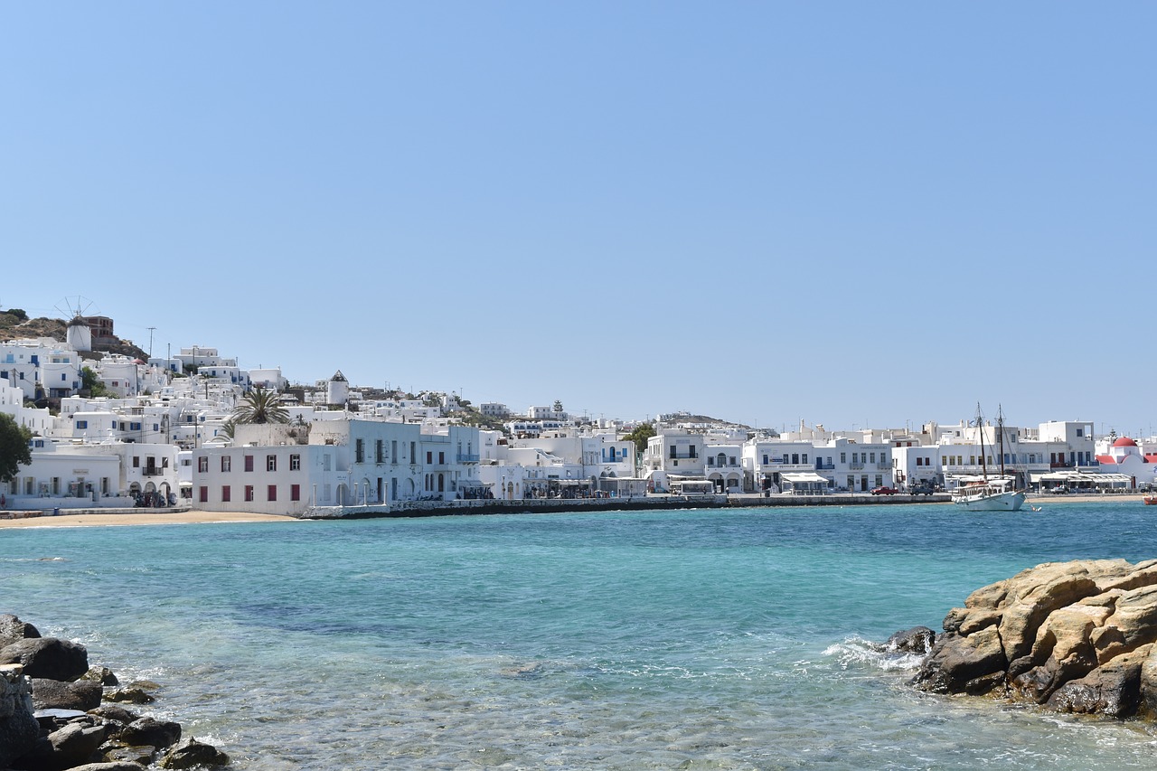 Turquoise sea in Mykonos, Greece