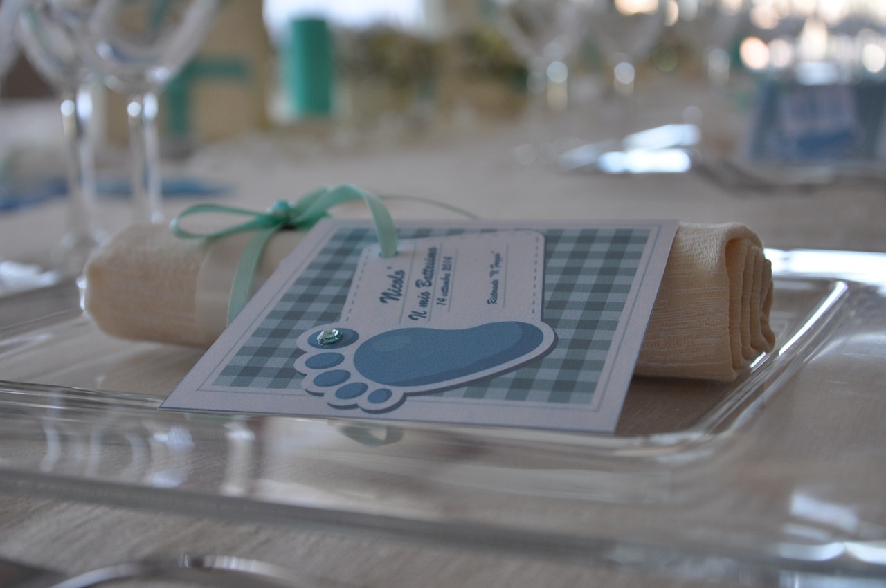 Baptism place cards/table settings