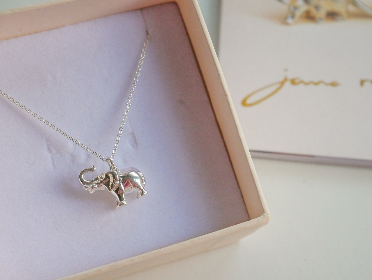 Elephant necklace in a presentation box
