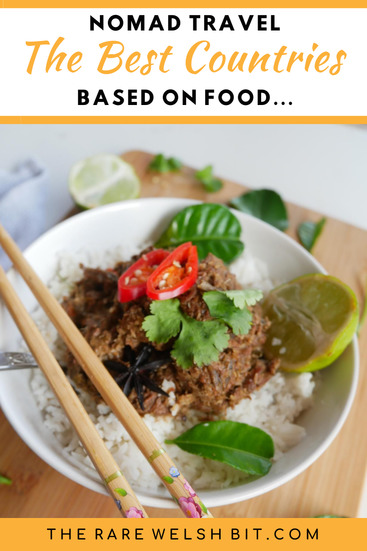 Malaysian beef rendang in a bowl with chopsticks