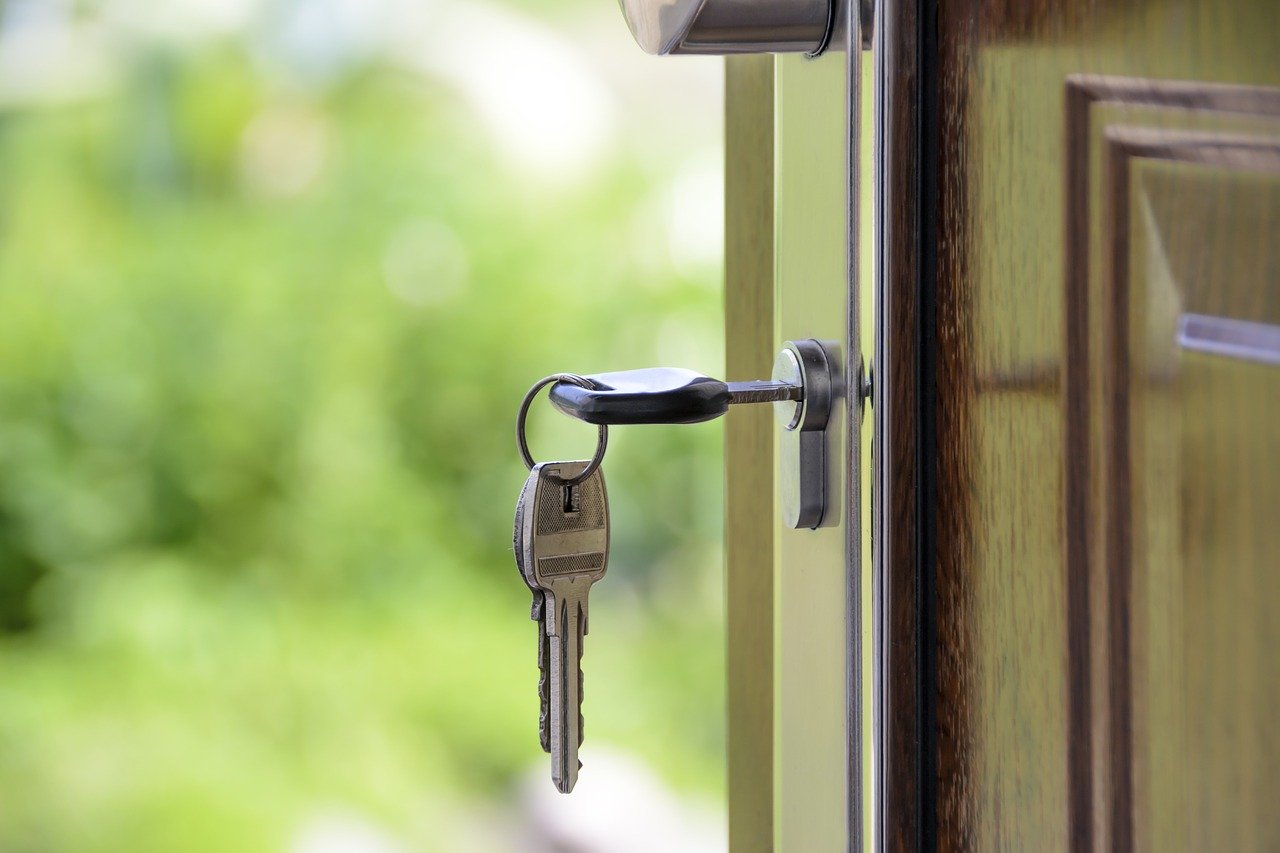 A house key in a door lock - getting the keys is an all-important part of moving home.