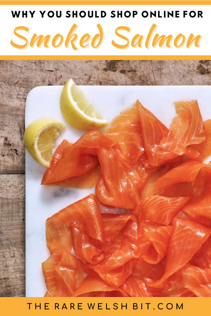 Sliced Scottish smoked salmon on a chopping board