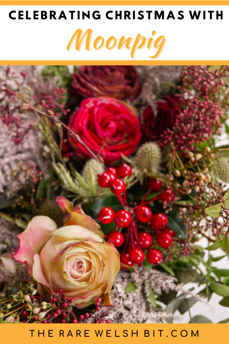 Festive floral centrepiece made with assistance from Moonpig