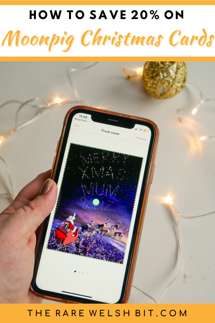 Moonpig Christmas cards app on an iPhone