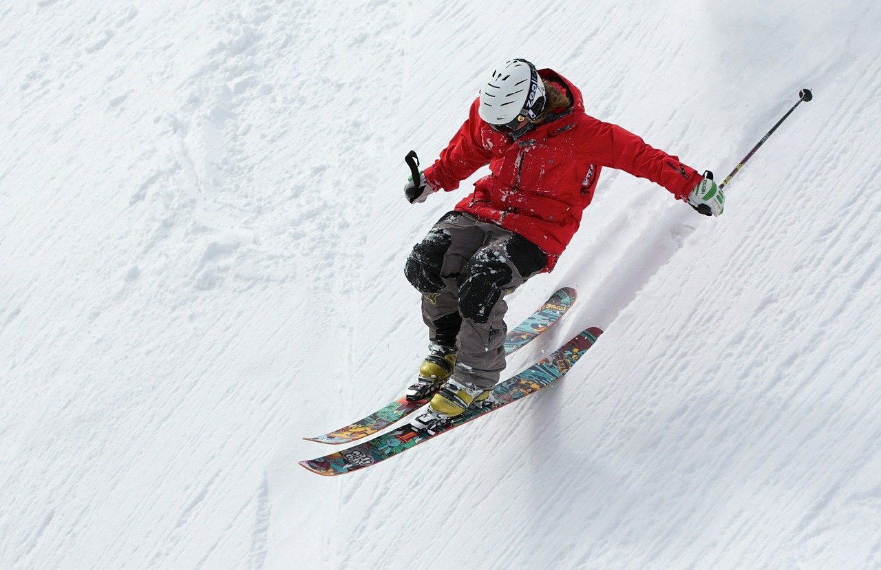 Skiing down a slope