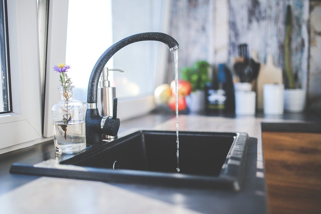 A running kitchen tap