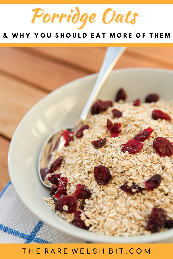 A bowl of oats with dried raspberries