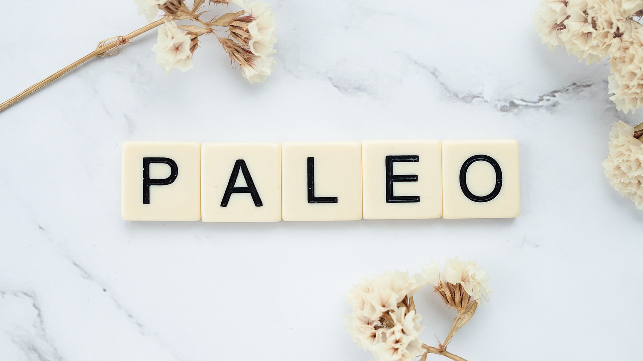 Scrabble letters spelling out the word, 'Paleo'