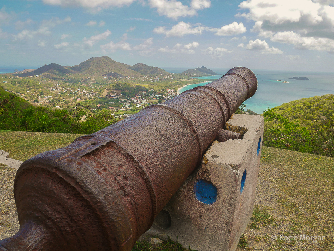 Old cannons at Hillsborough Fort in Carriacou, Grenada